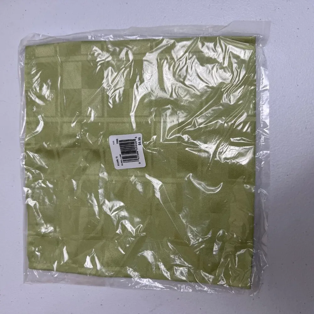 Food Network Stain-Resistant Microfiber Check Napkin Green Kiwi Set of 4 Cloth